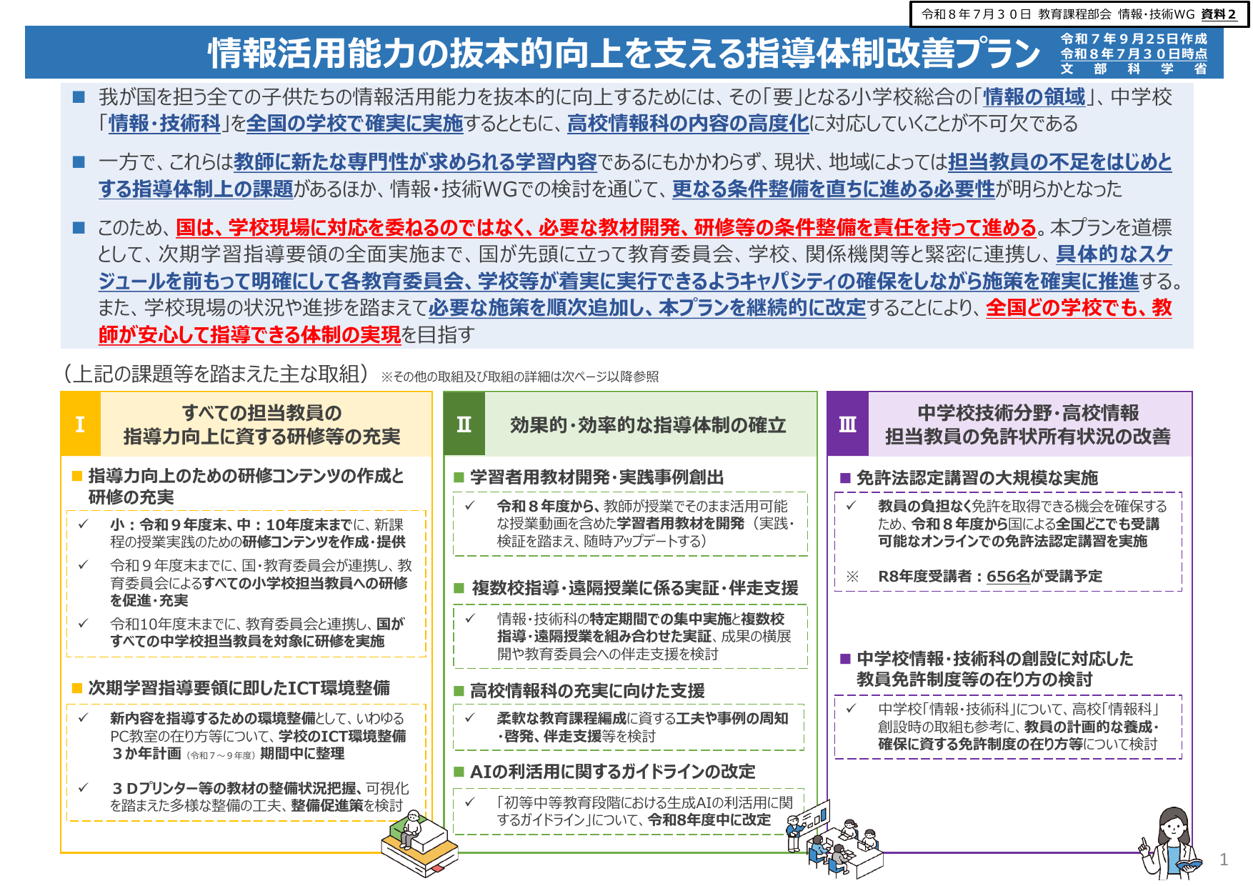 情報活用能力の抜本的向上を支える指導体制改善プラン（総括）